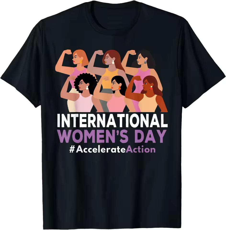 International Women's Day 2026 8 March IWD Accelerate Action T Shirt Women's Summer Short Sleeve Shirt New Aesthetics Tee Tops