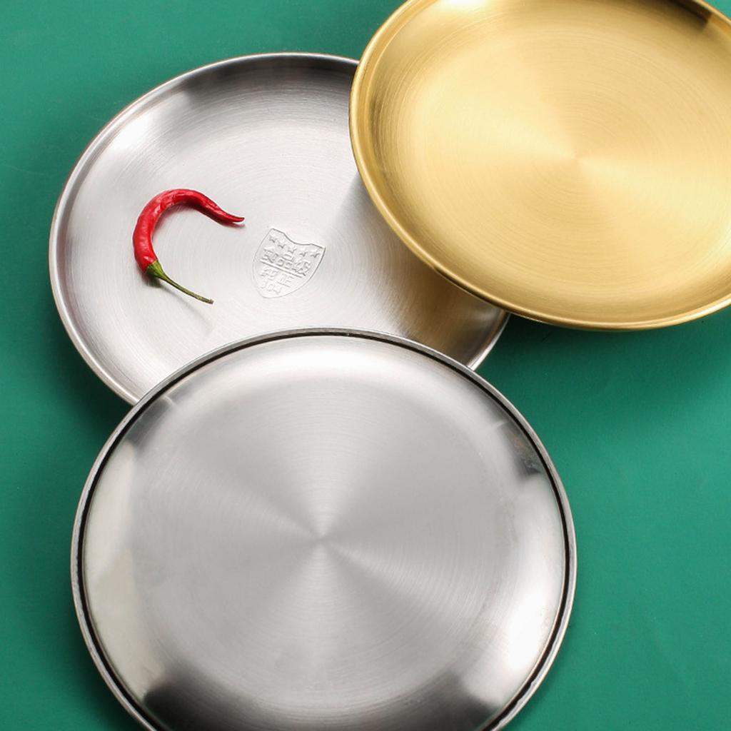 Set of 4 Elegant Meal Dish Set 304Stainless Steel Serving Plates Dinner Plate Suitable for Entertaining and Daily Use