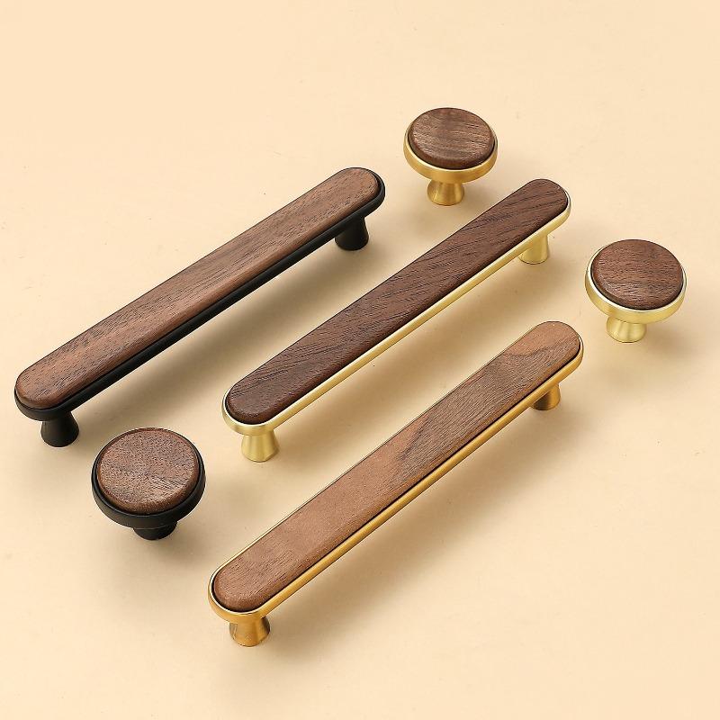 Kitchen Closet Dressing Table Wooden Furniture Handles Walnut Cabinet Door T Bar Wood Knobs Pulls Wardrobe Cupboard Drawer Pulls