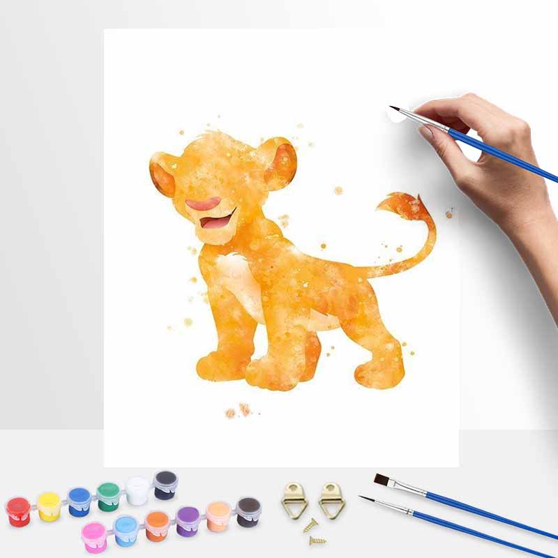 Disney watercolor lion cub painting art handmade diy painting home decoration gift