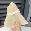 Lace Ribbon Bow Empty Top Hat Women's Summer Big Eaves Straw Sun Hat Sunscreen Resort Beach Straw Hat