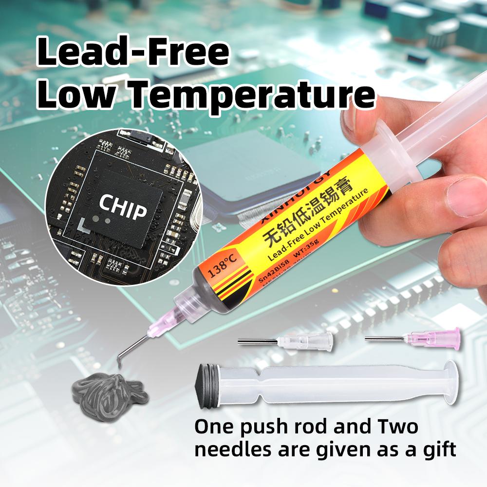 Sn42Bi58 SMD паста для сварки 138 ℃ низкотемпературный бессвинцовый шприц без очистки паяльная паста для ремонта компонентов телефона