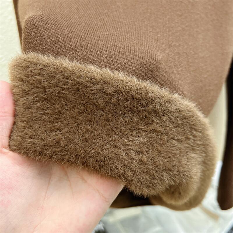 Осень-зима, полуводолазка, женский вязаный свитер, модный, элегантный, повседневный, флисовый, толстый, нижняя часть, рубашка, верхняя часть, внутренний длинный рукав, одежда 1878