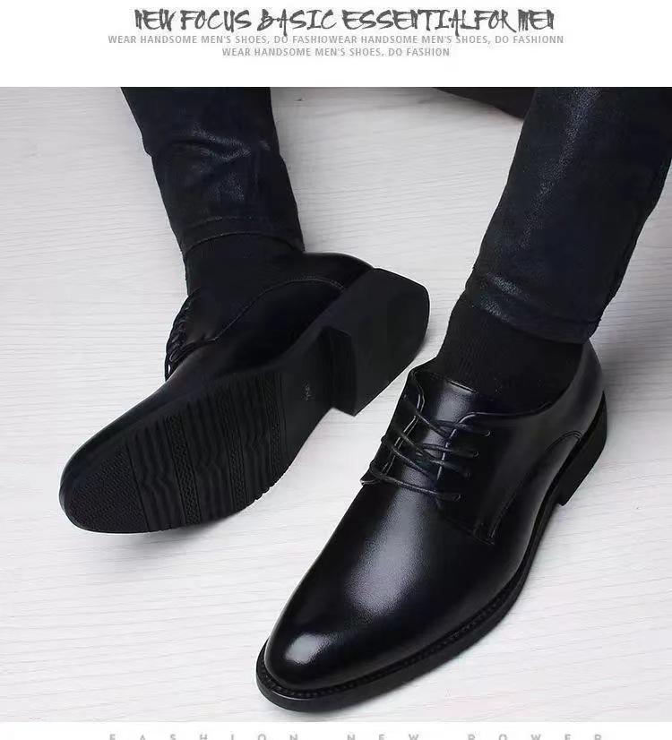 [One piece is free shipping] Spring and Autumn British casual business dress leather shoes men's shoes inner height increase single shoes shoes