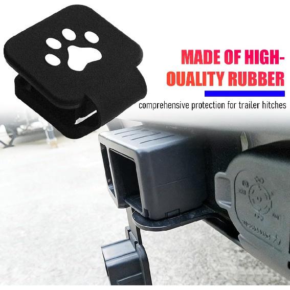 2" Trailer Hitch Cover, Silicone Dog Paw Square Hitch Cap Tube Plug Insert for 2 Inch Receivers, Trailer Exterior Tow Receiver Tube Plug Cap,