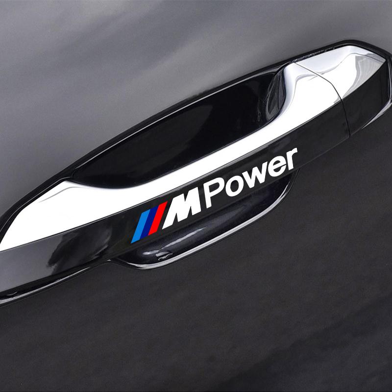 4 шт. наклейки на дверные ручки автомобиля, наклейки на шины и зеркала заднего вида для BMW M E34 E36 E60 E90 E46 E39 E70 F10 F20 F30 X5 X6 X1 M3 M5 M6 E71 F01 F02 F87