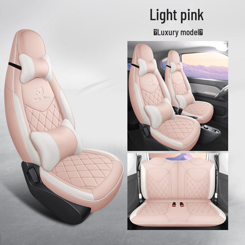 Wuling Mini Full Leather Cartoon Car Seat Cushion - Universal Fit, Four Seasons.