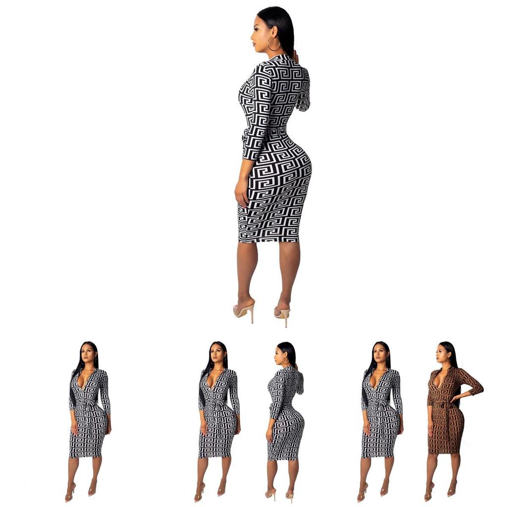 Fashion Womens Winter Women Long Sleeve Dress Slim Fit Sexy Dress Vneck