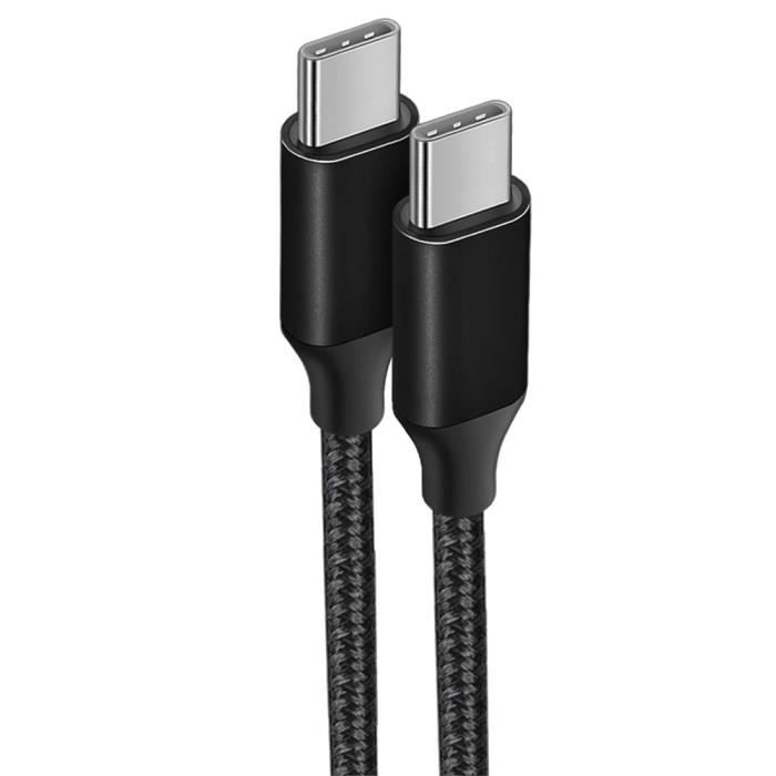 Câble USB-C vers USB-C Charge Rapide 3A pour Xiaomi Redmi 9 9T 10C 12 13 13C 14 14C - Nylon Tressé 1M Noir
