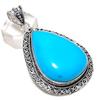 Natural Arizona Turquoise 925 Sterling Silver Jewelry Pendant 2.56" F7b61