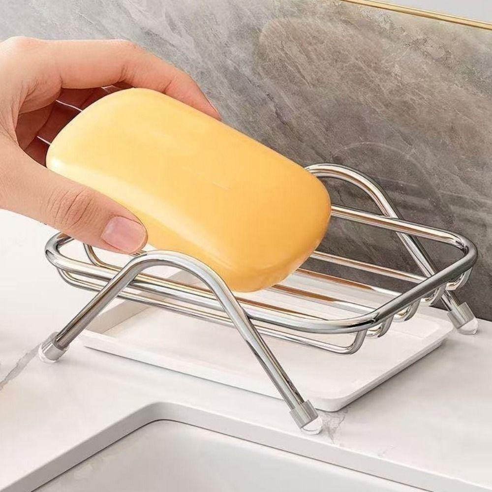 2PCS Rustproof Stainless Steel Soap Rack Space Saving Soap Tray Durable Soap Storage Rack  Kitchen