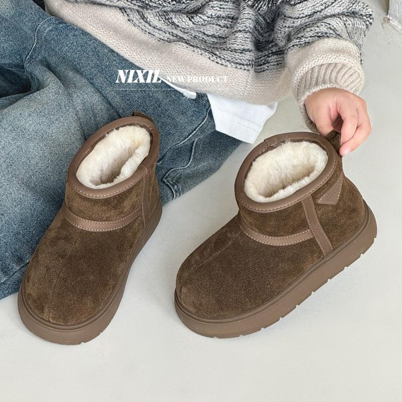 Kids Winter Snow Boots Girls Boys Warm Faux Suede Ankle With Thick Insulation Non-Slip Sole