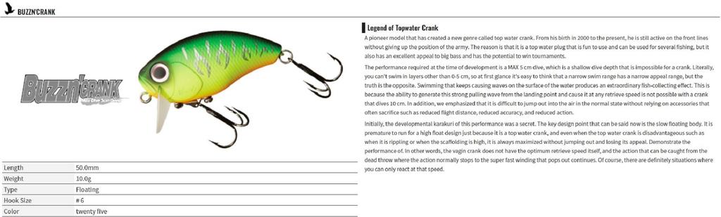 OSP Воблер Buzz n' Crank 50 мм 10 грамм Плавающий P-07 (03:00)