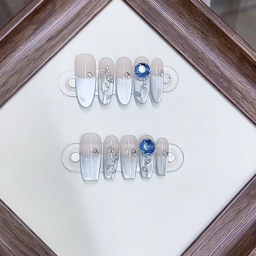 Плетёная вручную Броня Весна-Лето Новая Голубая Роза Ледяной Прозрачный Трёхмерный Циркон Бриллиант Кошачий Глаз Маникюр Стикер