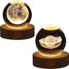 3D Moon Crystal Ball Night Light - LED Lights Hologram Glass Lamp, USB Powered Crystal Lamps with Adjustable Brightness