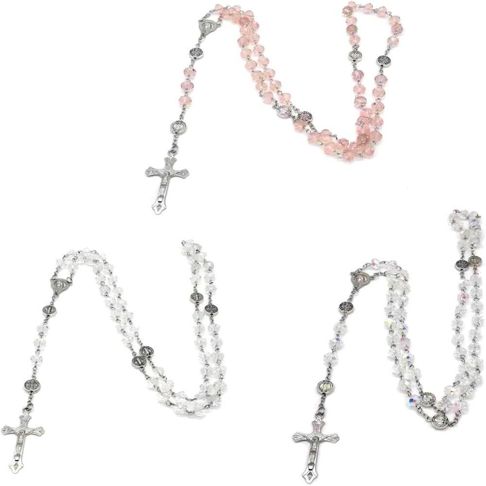 Jesus Christ Cross Necklace Religion Beads Necklace Gift Rosary Necklace  Men Women