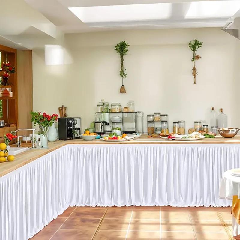 Юбка для праздничного стола, плиссированная скатерть для десерта на день рождения, чехол для свадебного праздничного стола, декор для детского душа, домашнего стола
