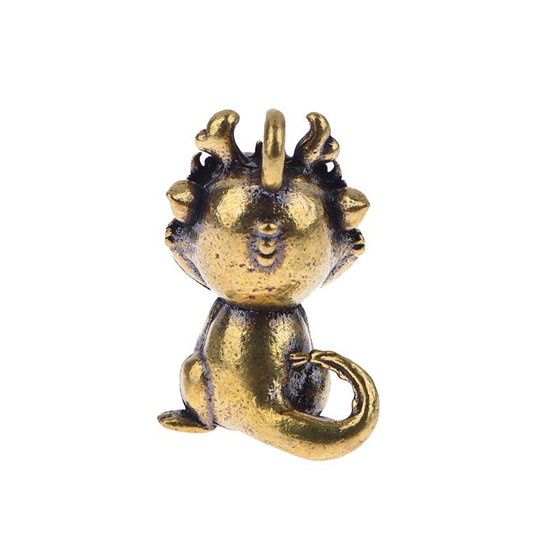 1 шт., винтажные латунные китайские фигурки драконов и зверей, подвески для автомобильных ключей, латунные брелки для ключей с животными, подвесные ювелирные изделия, брелоки