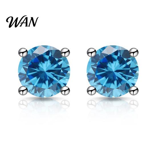 S925 Silver Earrings Zirconia Stud One Carat Main Stone Hypoallergenic Flat Gold Plated Back Comfortable Shiny Daily Wear Jewelry for Women Men Micro