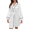 European and American V-Neck Plus Size Imitation Silk Women's Pajamas & Robe Set