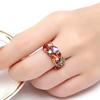 Huitan Fancy Bright Colorful Zirconia Finger Ring Female Rose Gold Аксессуары для церемонии помолвки Эстетические украшения