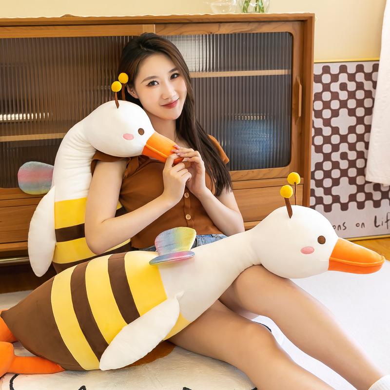 New big white goose plush toy bee doll hungry crazy doll goose crazy funny duck throw pillow girl