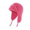 Women Knitting Hat Lace-up Solid Color Ear Protection Winter Elastic Hat Cold Weather Windproof Lei Feng Hat