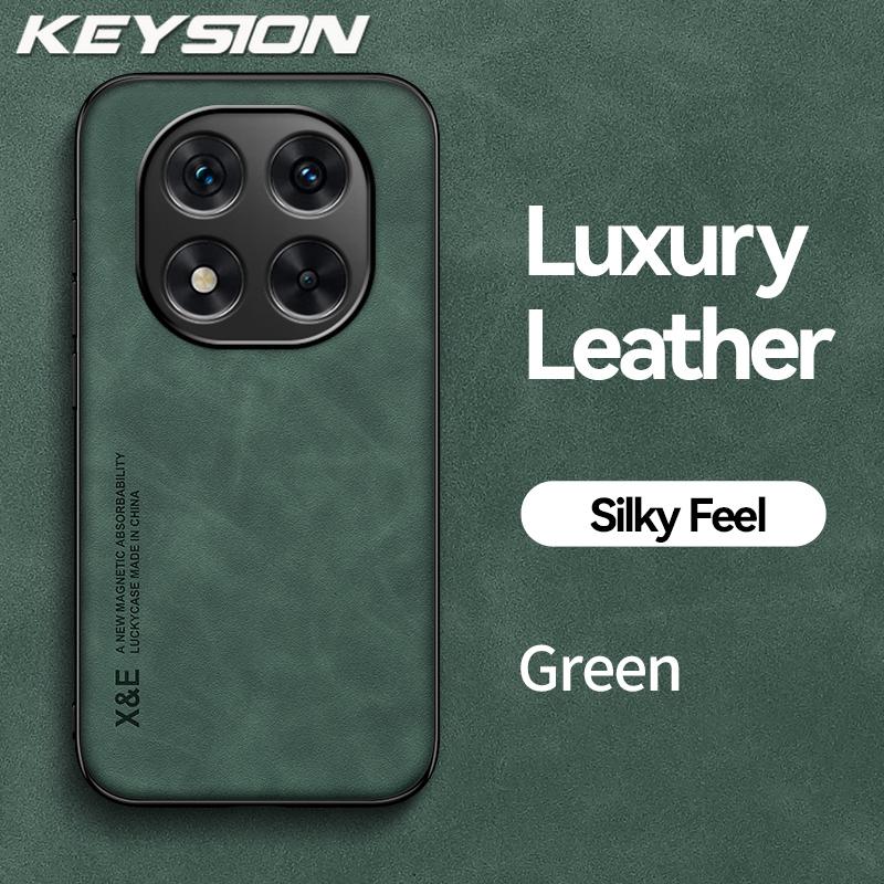 KEYSION Роскошный ретро чехол из ПУ кожи для Redmi Note 14 4G 14 Pro 5G Силикон+ПК Ударопрочный чехол для телефона для Redmi Note 14 Pro+ 5G