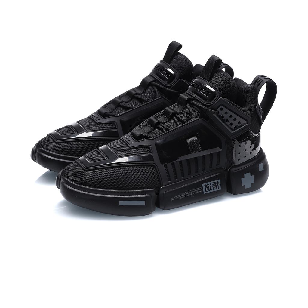 Li Ning Wu Dao Удобные спортивные повседневные туфли средней высоты Мужские повседневные туфли черного цвета AGBQ117-5