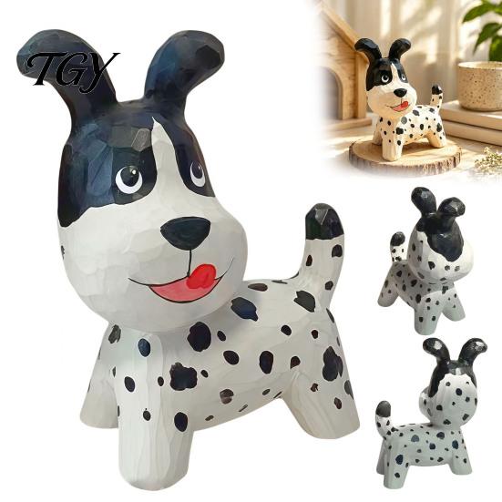 Birthday Gifts for Dog Owners Handmade Dalmatian Figurine, Cute Sculpture, Wooden Desk Decor Unique Hand Painted Wood Carving Home Office Bookshelf,