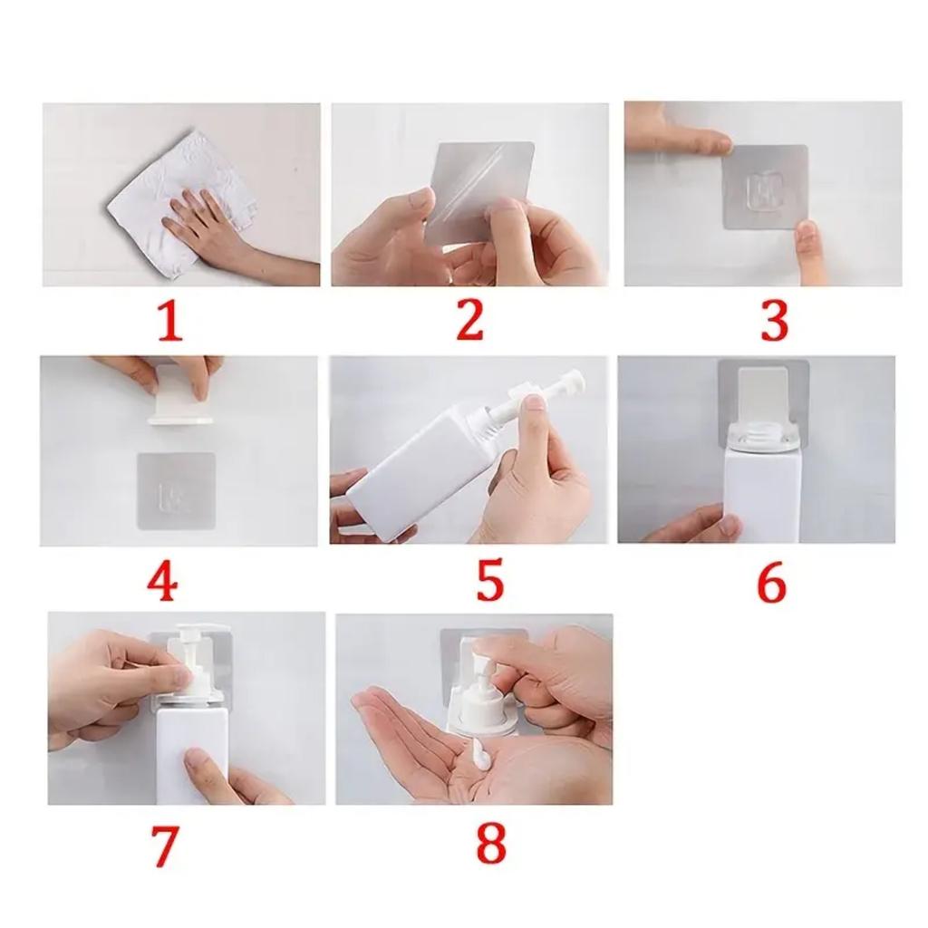 5Pcs Dispenser Bottle Holder Wall Mounted Adhesive Shampoo Lotion Hand Soap Bottle Hanger Bathroom Rack