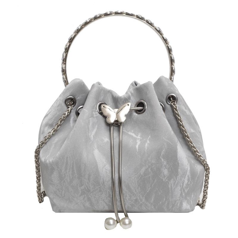 Модная ручная сумка-ведро с плиссировкой, простая и универсальная сумка кроссбоди на цепочке