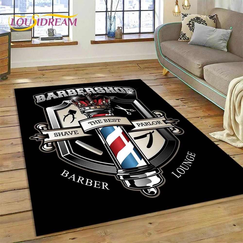 Модный логотип парикмахерской Череп Винтажный ковер-циновка для спальни, гостиной, дома, украшение для дивана, большой игровой коврик для ребенка