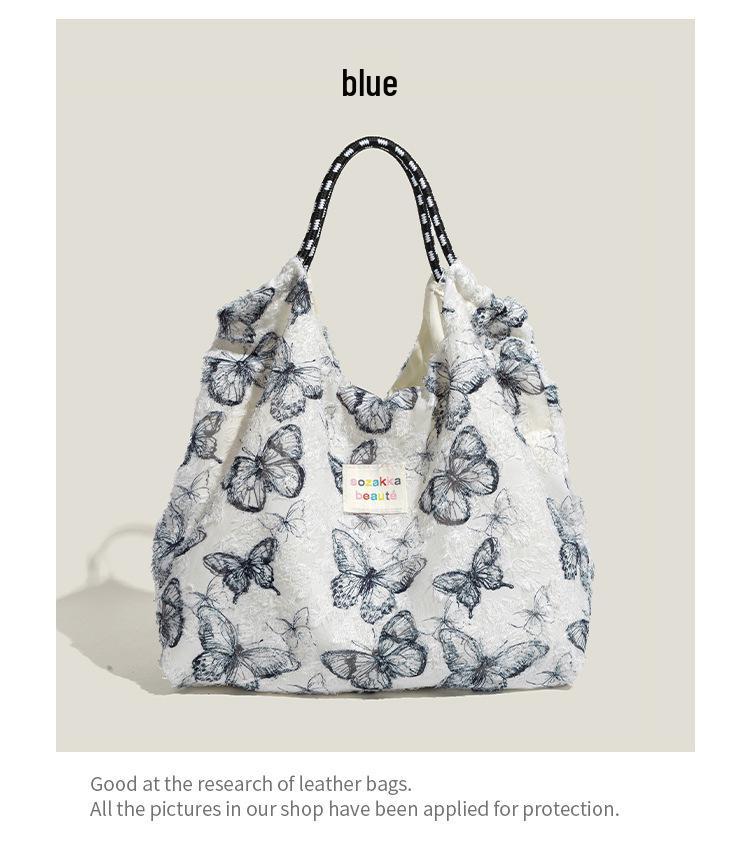 Элегантная холщовая сумка-тоут Mao Yun с кружевной бабочкой - Женская большая весенне-летняя сумка