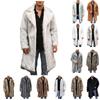 Men's Faux Animal Hair Long Coat Warm Overcoat Turn Down Collar Coat Cardigan Winter Fuzzy Fleece Jacket Open Front