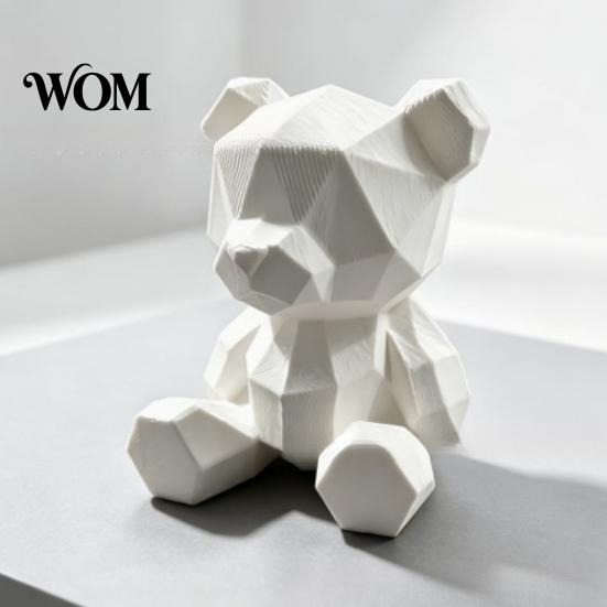 Nordic Style Decoration Polygon Bear Statue, Hand-Paint 3D Printed Ornament, Poly Geometric Customizable Art Sculpture, for Living Room Desk