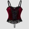 Women Elegant Retro T-shirt Y2K Gothic Style Lace Backless Top Woman Wine Red Sling Tank Waistcoat Sexy Slim Fit Crop Tops