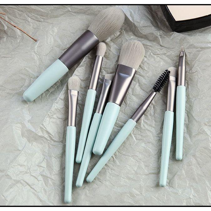 Mini 8 Makeup Brush Set Liquid Foundation Concealer BB Cream Eyeshadow Brush Non-Sticking Powder Dry and Wet Portable Artificial Fiber Beauty Tool