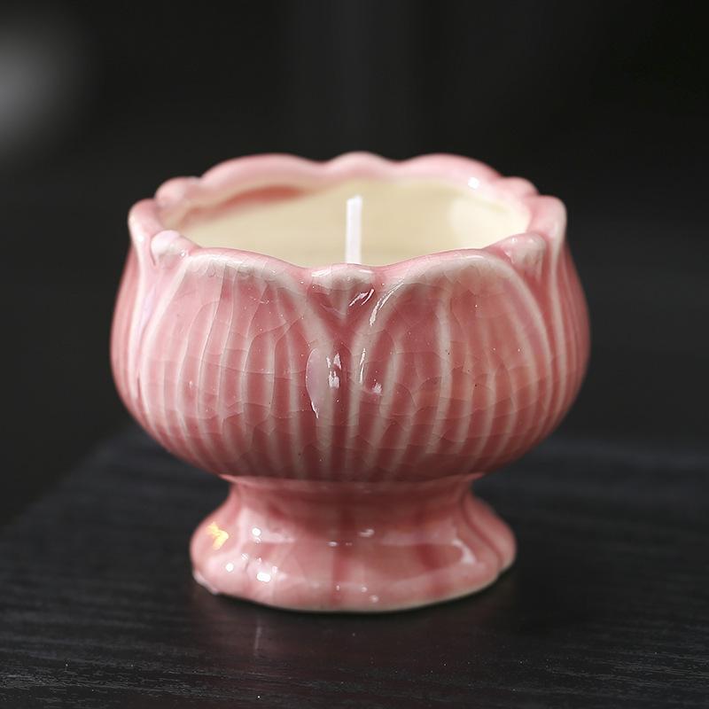 Керамическая подставка для свечей в виде лотоса для ароматерапии, пустая чашка, минималистичный подсвечник для помещений, изысканные украшения для украшения комнаты