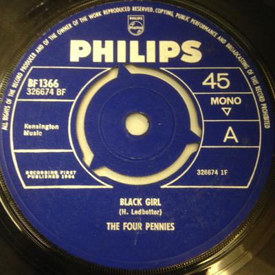 7-дюймовая пластинка FOUR PENNIES - Black Girl BF1366 Philips 1964 UK Pop Б/У