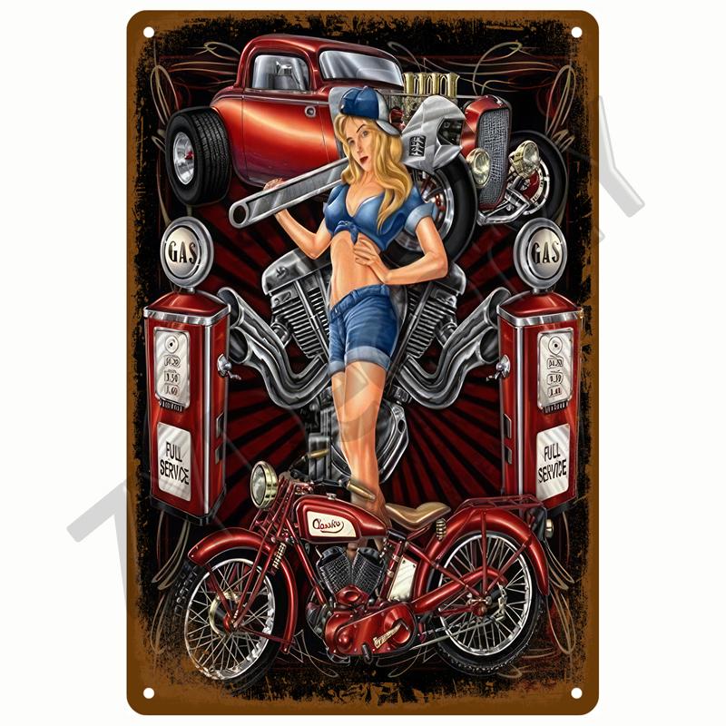 Retro Tin Sign Bar Cafe Club Garage Car Pub Vintage Metal Sign Plaque Painting Motorcycle Iron Home Decoration Wall Decor Art