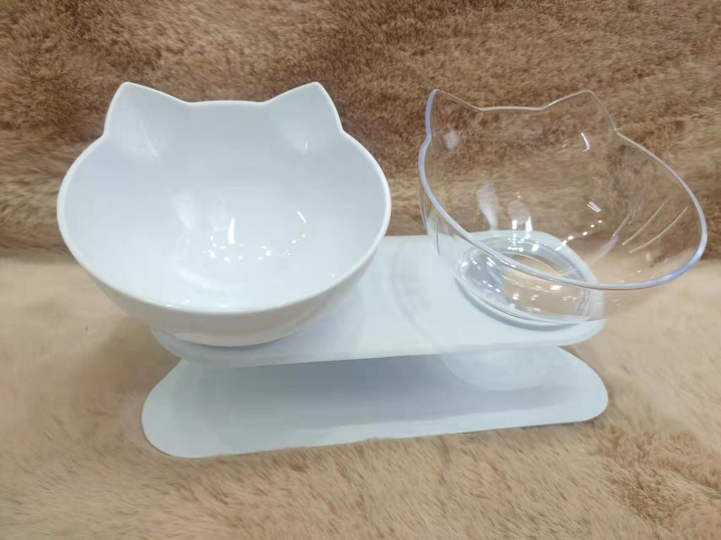 Non-Slip Double Cat Bowl Pet Water Food Feed Dog Bowls Pet Bowl with Inclination Stand Cats Feeder Feeding Bowl Kitten Supplies