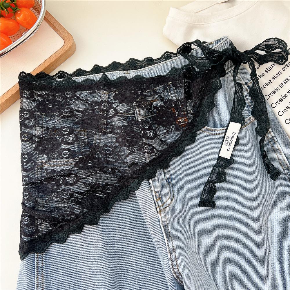 Fashion Lace Splicing Strap Decoration Foreign Style Triangle Towel Fart Curtain Apron Chic Pure Desire Style Short Skirt