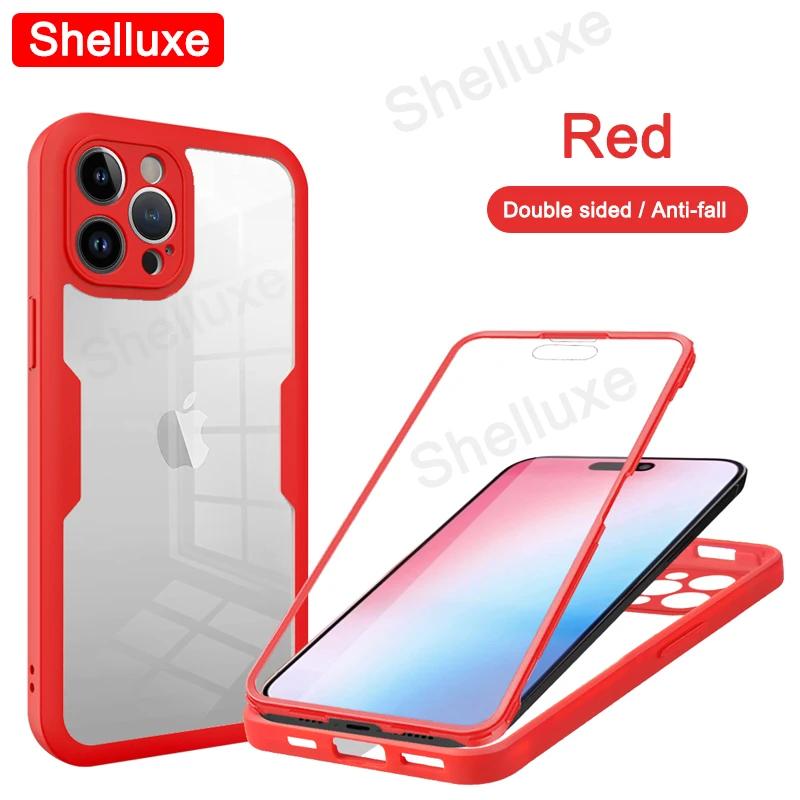 Прозрачный чехол Shelluxe 360 на весь корпус (передняя + задняя часть) для iPhone 16 15 14 Plus 13 12 11 Pro Max, силиконовый противоударный двусторонний чехол