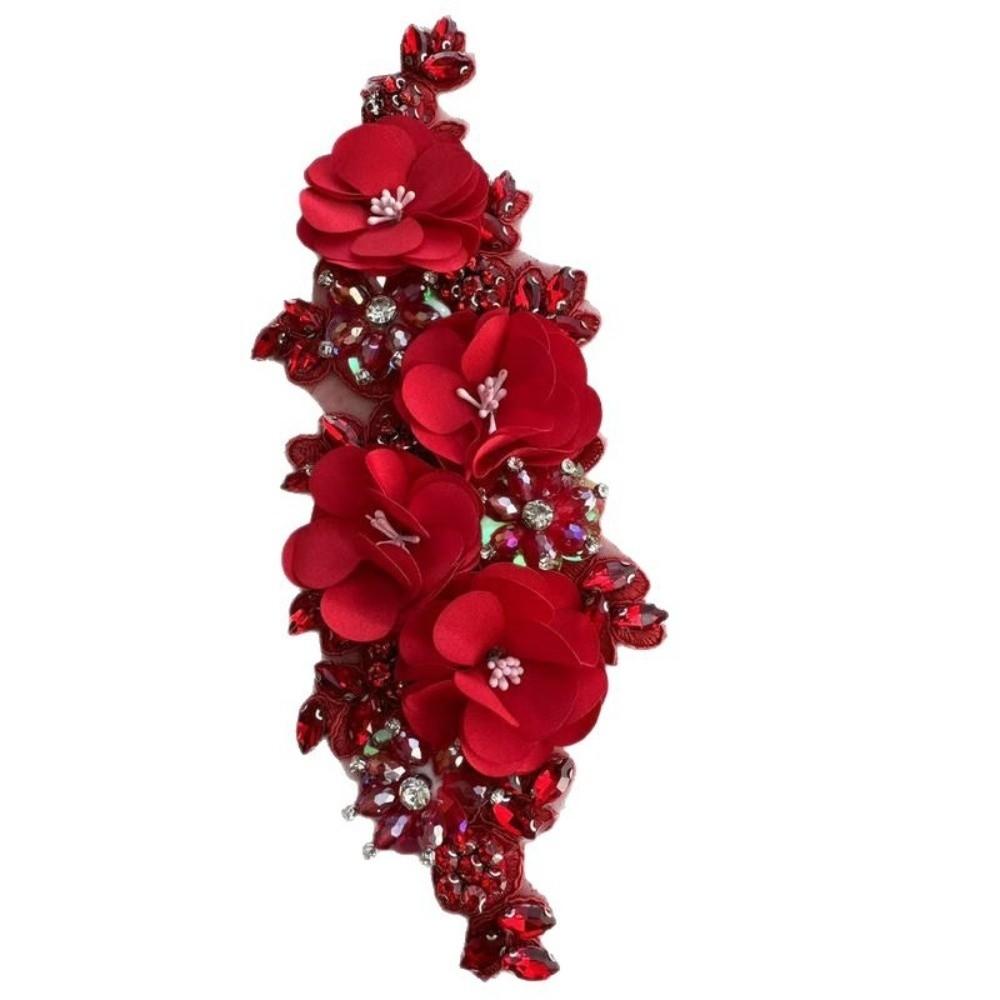 Rhinestone Beaded Diamond Lace Patch Sparkling Glass Bead Rope Embroidery Patch  Couture Shoulder