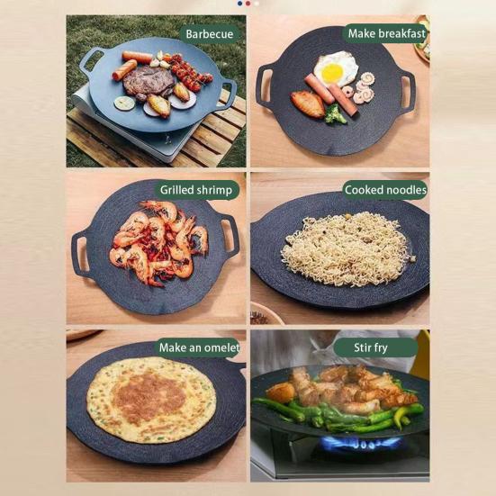 Сковорода-гриль в корейском стиле для плиты, круглая сковорода с антипригарным покрытием и ручками, сковорода-гриль для блинов для готовки в помещении