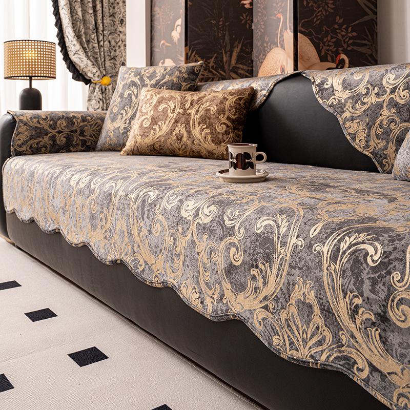 Внешняя торговля Экспорт Голландский бархат Подушка для дивана Легкая роскошь Высококлассная Нескользящая Подушка для сиденья Универсальный Чехол для дивана на четыре сезона Ткань для чехла