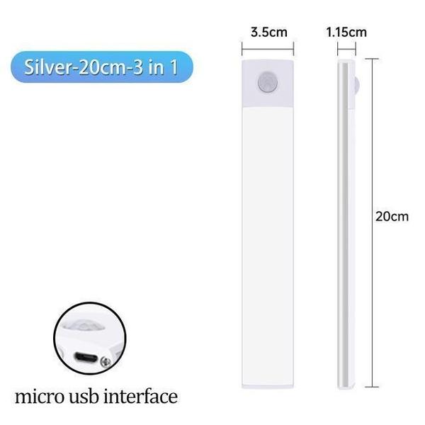 1шт светодиодный датчик движения для шкафа, освещение под столешницей, интеллектуальное освещение, беспроводные магнитные USB-аккумуляторные кухонные ночники