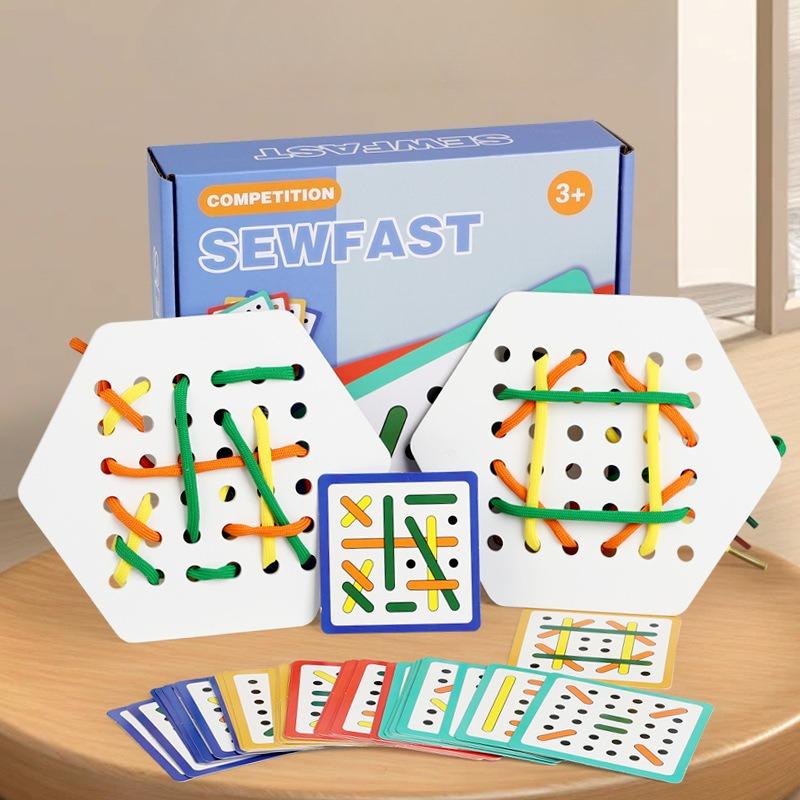 Children'S Fun Six-Sided Rope Game, Puzzle Early Education Hand-Eye Coordination Concentration Training Wooden Toy