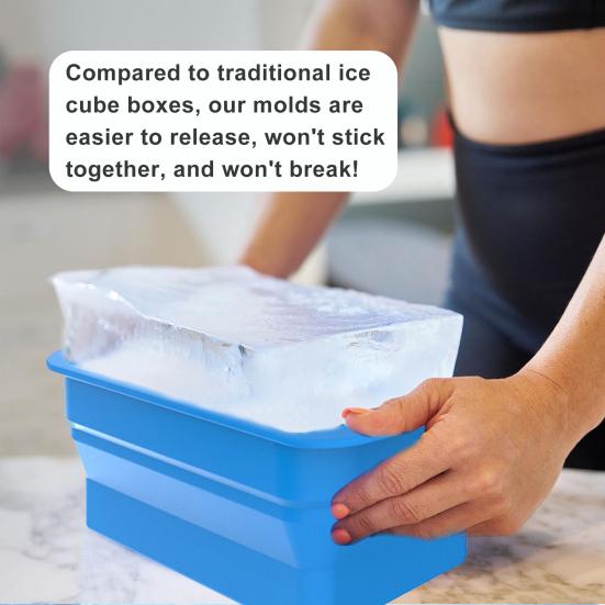Складная силиконовая форма для кубиков льда, легко извлекаемая из формы, быстрая заморозка, усиленная большая форма для изготовления кубиков льда